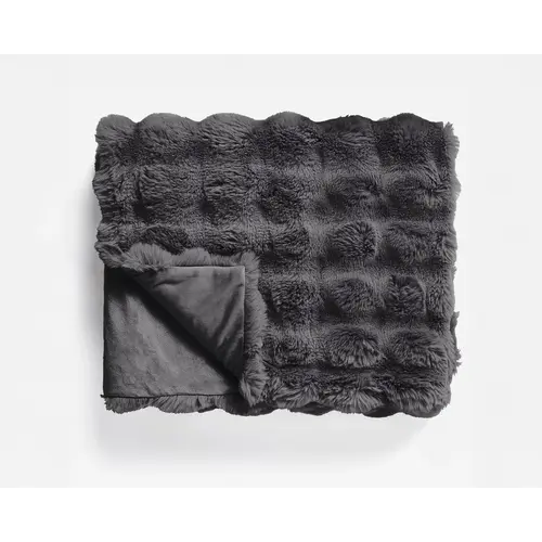 Primaviera DeLuxe Pom Rabbit Fur plaid Antraciet 150 x 200