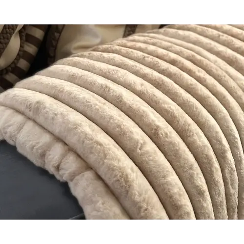 Primaviera DeLuxe Rib Rabbit Fur plaid Zand 150 x 200