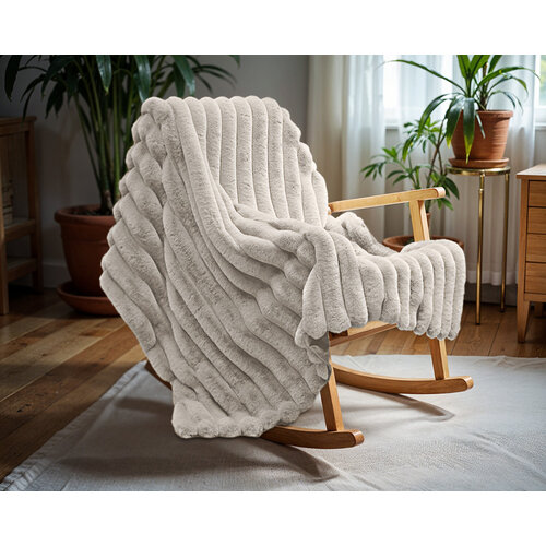 Primaviera DeLuxe Rib Rabbit Fur Plaid Ecru