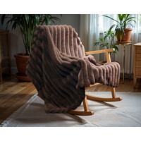 Primaviera DeLuxe Rib Rabbit Fur Plaid Taupe