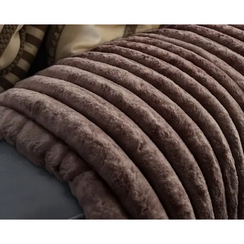 Primaviera DeLuxe Rib Rabbit Fur Plaid Taupe