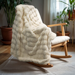 Primaviera DeLuxe Pom Rabbit Fur plaid Beige 240 x 200