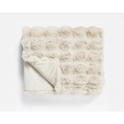 Primaviera DeLuxe Pom Rabbit Fur plaid Beige 240 x 200