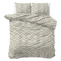 Sleeptime Dekbedovertrek Chevron Beige/Zand - Flanel