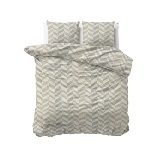 Sleeptime Dekbedovertrek Chevron Beige/Zand - Flanel