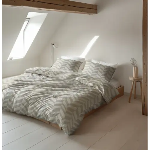 Sleeptime Dekbedovertrek Chevron Beige/Zand - Flanel