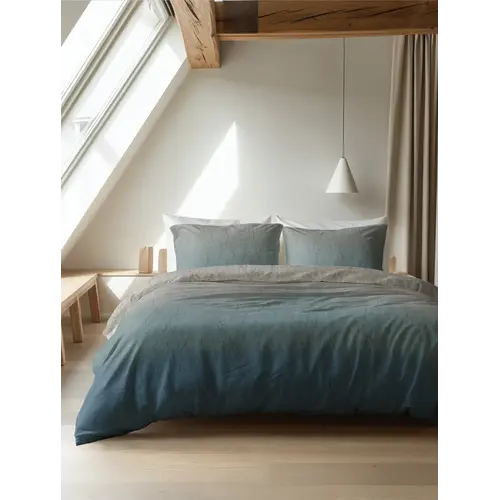 Sleeptime Dekbedovertrek Gradia Beige/Blauw - Flanel