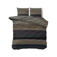 Sleeptime Dekbedovertrek Ravon Taupe/Antraciet - Flanel