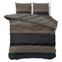 Sleeptime Dekbedovertrek Ravon Taupe/Antraciet - Flanel