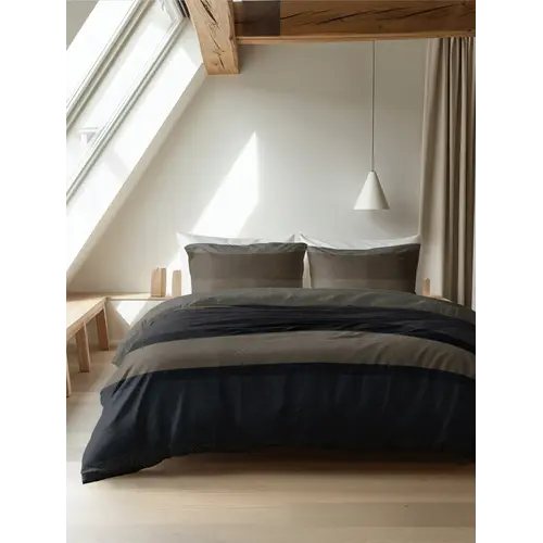 Sleeptime Dekbedovertrek Ravon Taupe/Antraciet - Flanel