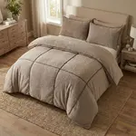 Sleeptime Dekbedovertrek Teddy Trim Taupe / Donker Taupe