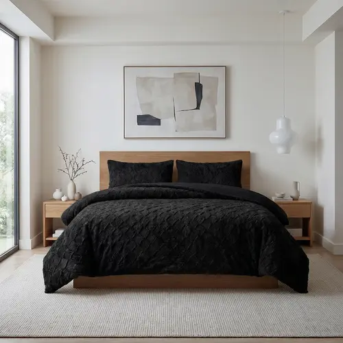 Sleeptime Dekbedovertrek Faux Fur Syon Zwart