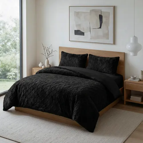 Sleeptime Dekbedovertrek Faux Fur Syon Zwart