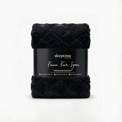 Sleeptime Dekbedovertrek Faux Fur Syon Zwart