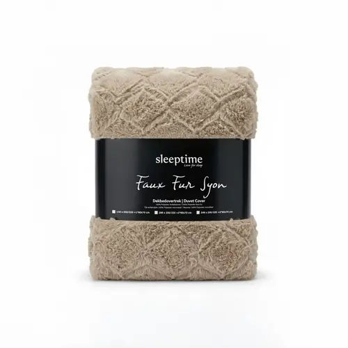Sleeptime Dekbedovertrek Faux Fur Syon Taupe