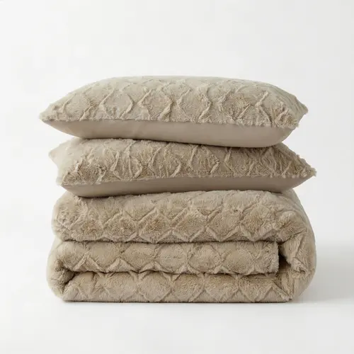 Sleeptime Dekbedovertrek Faux Fur Syon Taupe