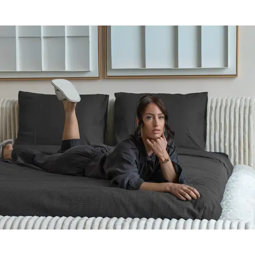 Primaviera DeLuxe Dekbedovertrek Waffle Antraciet 1 00% katoen