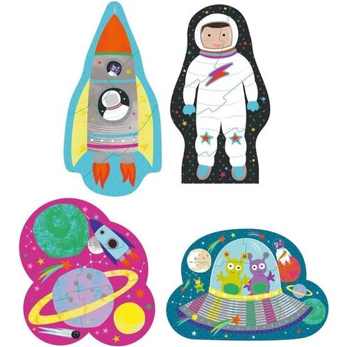Floss & Rock Space - puzzels - 11 x 15 cm - 4 stuks
