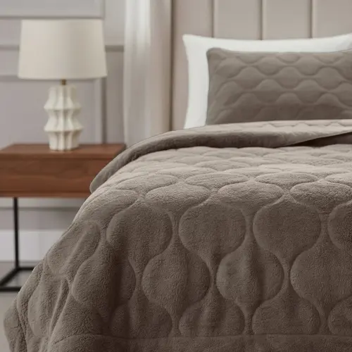 Sleeptime Lazy Dekbed Teddy Taupe/Grijs - Met Kussensloop