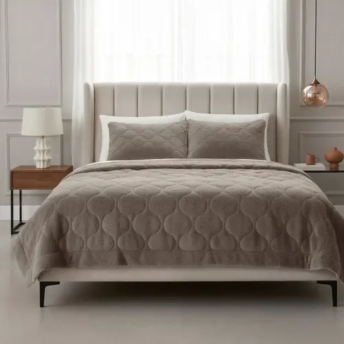 Primaviera DeLuxe Lazy Dekbed Teddy Taupe/Grijs - Met Kussensloop