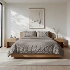 Sleeptime Dekbedovertrek Border Pintuck Taupe/Grijs