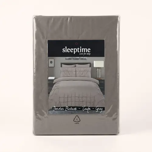 Sleeptime Dekbedovertrek Border Pintuck Taupe/Grijs