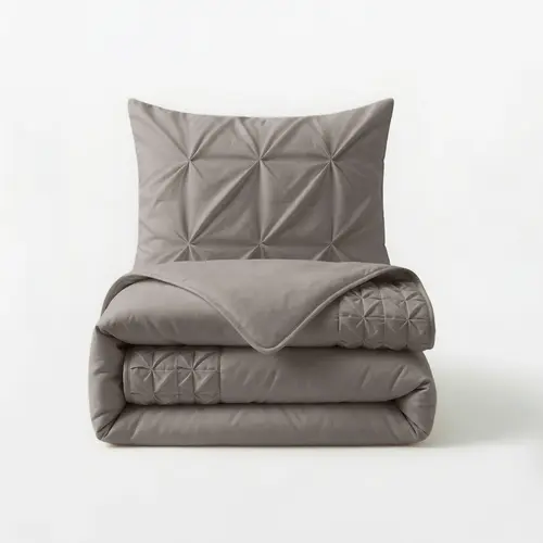 Sleeptime Dekbedovertrek Border Pintuck Taupe/Grijs