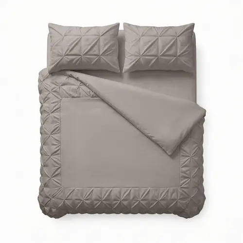 Sleeptime Dekbedovertrek Border Pintuck Taupe/Grijs