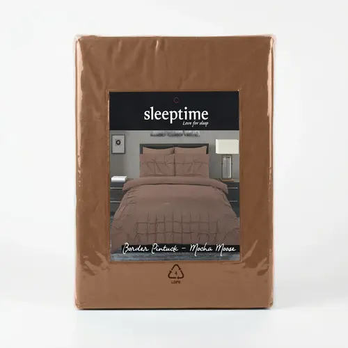 Sleeptime Dekbedovertrek Border Pintuck Mocha Moose