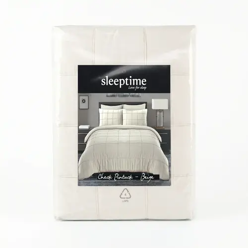 Sleeptime Dekbedovertrek Check Pintuck Beige