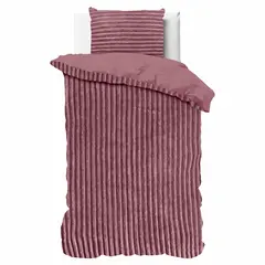 Sleeptime Dekbedovertrek Rib Teddy Oud Roze 140 x 200/220
