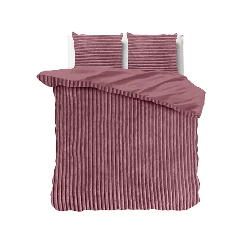 Sleeptime Dekbedovertrek Rib Teddy Oud Roze 140 x 200/220
