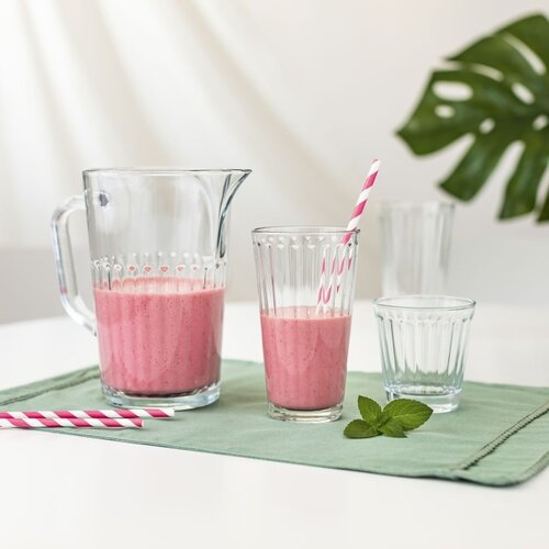 Huis en Bed Grote karaf met oor, geschikt voor limonade, 1230 ml, dik glas.