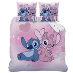 Disney Lilo & Stitch Dekbedovertrek Bisous 240 x 220 cm + 2 x 63 x 63 cm - Katoen