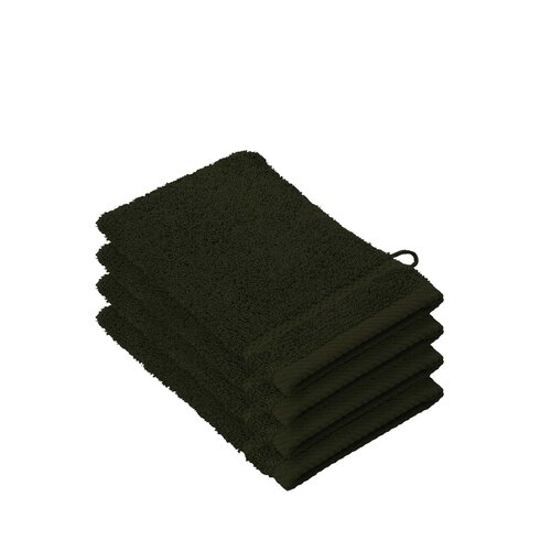De Witte Lietaer Washandjes Stephanie Khaki- 15 x 21 cm - set 4 stuks - Groen - Katoen