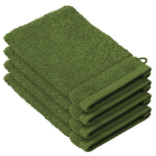 De Witte Lietaer Washandjes Stephanie Cactus - 15 x 21 cm - set 4 stuks - Groen - Katoen