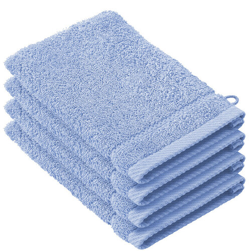 De Witte Lietaer Washandjes Stephanie Sky Blue - 15 x 21 cm - set 4 stuks - Blauw - Katoen