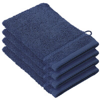 De Witte Lietaer Washandjes Stephanie Blue Indigo - 15 x 21 cm - set 4 stuks - Blauw - Katoen