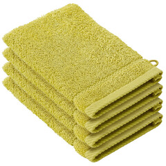De Witte Lietaer Washandjes Stephanie Warm Olive - 15 x 21 cm - set 4 stuks - Groen - Katoen