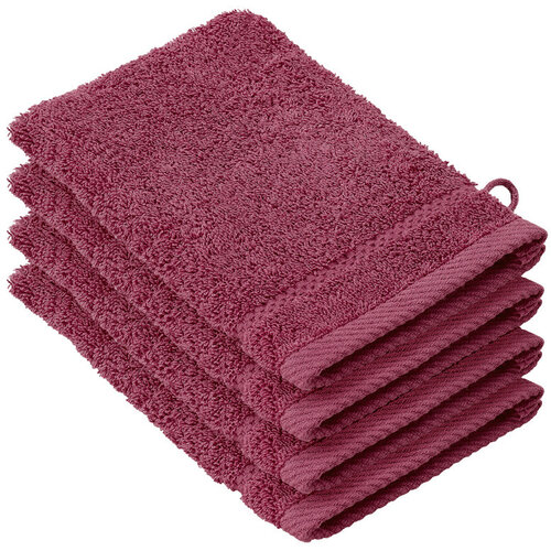De Witte Lietaer Washandjes Stephanie Beet Red - 15 x 21 cm - set 4 stuks - Rood - Katoen