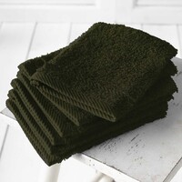 De Witte Lietaer Washandjes Helene Khaki- 15 x 21 cm - 6 stuks - Groen - Katoen