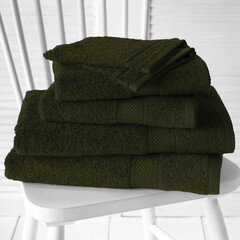 De Witte Lietaer Promopack Smokey Khaki - 2 washandjes + 2 handdoeken + 2 badhanddoeken - Groen - Katoen