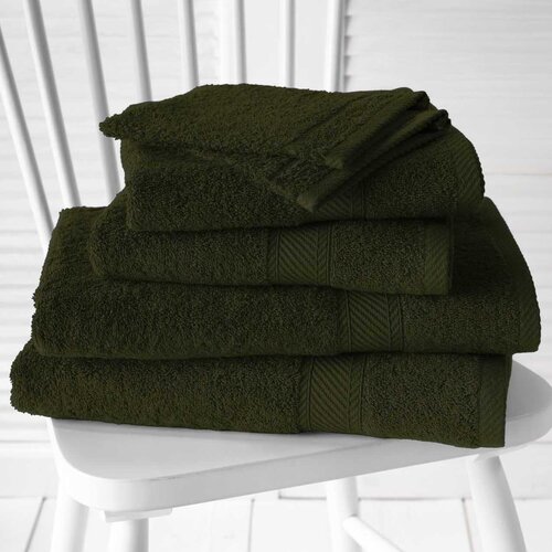 De Witte Lietaer Promopack Smokey Khaki - 2 washandjes + 2 handdoeken + 2 badhanddoeken - Groen - Katoen