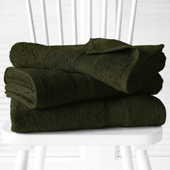 De Witte Lietaer Badhanddoek Stephanie Khaki - Set 2 stuks - 70 x 140 cm - Groen - Katoen
