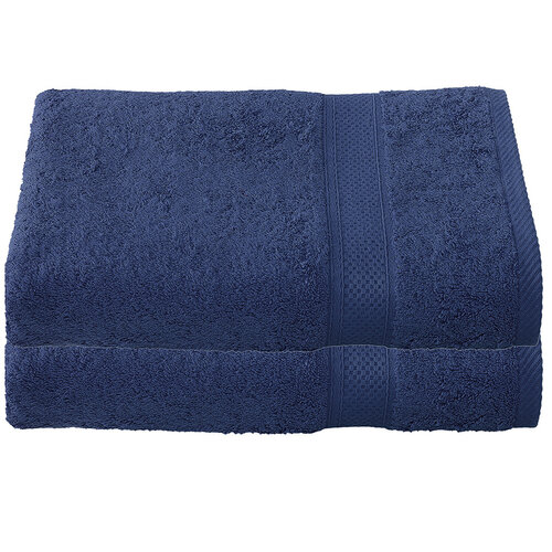 De Witte Lietaer Badhanddoek Stephanie Blue Indigo - Set 2 stuks - 70 x 140 cm - Blauw - Katoen
