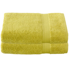 De Witte Lietaer Badhanddoek Stephanie Warm Olive - Set 2 stuks - 70 x 140 cm - Groen - Katoen
