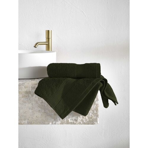 De Witte Lietaer Handdoek Stephanie Khaki - Set 2 stuks - 50 x 100 cm - Groen - Katoen