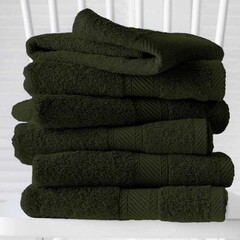 De Witte Lietaer Handdoeken Helene Khaki - 50 x 100 cm - 6 stuks - Groen - Katoen