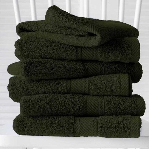 De Witte Lietaer Handdoeken Helene Khaki - 50 x 100 cm - 6 stuks - Groen - Katoen