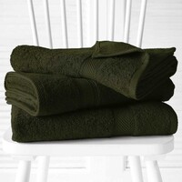 De Witte Lietaer Badhanddoek Helene Khaki - Set 3 stuks - 70 x 140 cm - Groen - Katoen